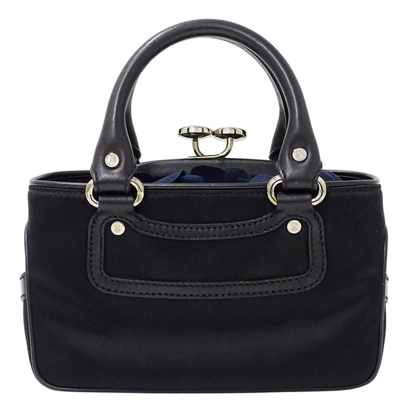 Celine Mini Boogie Bag, a women's designer handbag in black satin and leather... - Picture 1 of 13